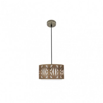 Distribuidor - Lâmpadas Diversas | Colgantes Moderno | COLGANTE KATERINA 1XE27 CUERO/MADERA OSCURA REGX30X30 CM Ref: 177993084